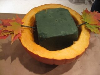 pumpkin stuffed with floral foam