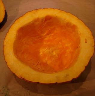 carved out pumpkin bowl