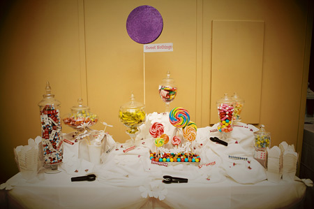 candy buffet with diy homemade lollipop centerpieces candy wedding
